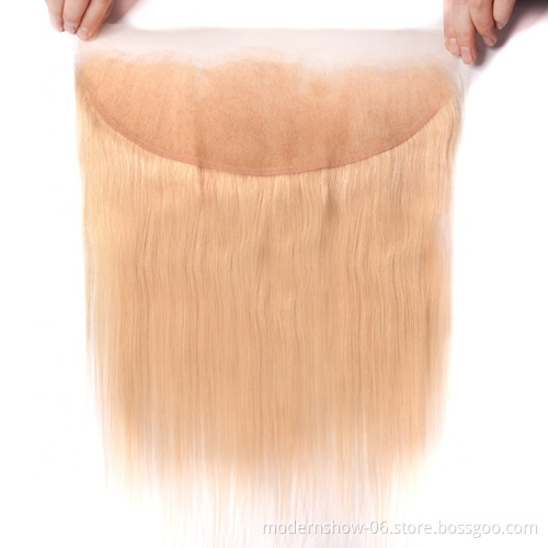 Unprocessed Cuticle Aglined Blond 613 Straight Virgin Human Hair Bundles With Lace Frontal